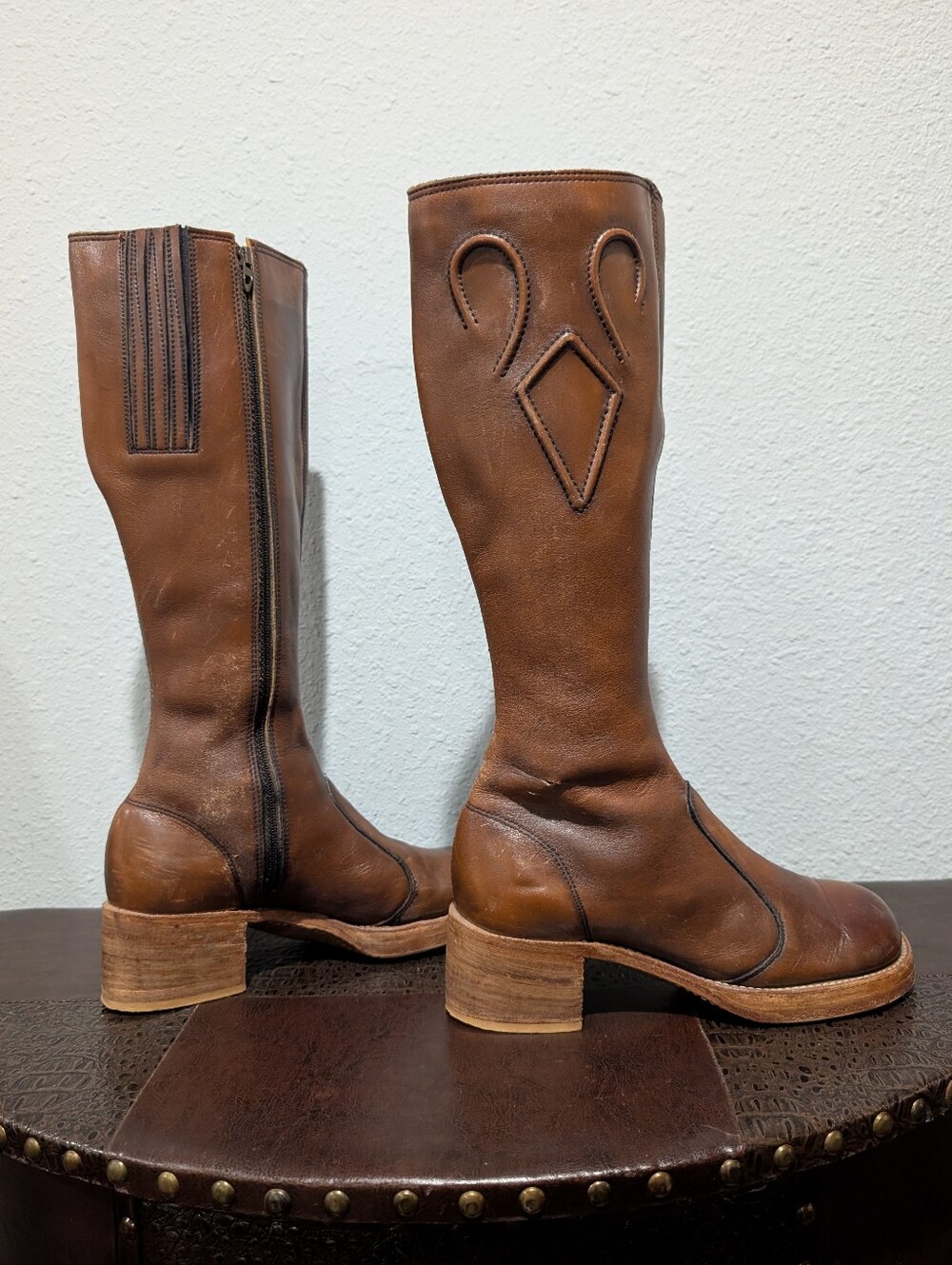 Vintage Frye Black Label Brown Leather Tall Boots Handcrafted USA Size 7B - Picture 13 of 16